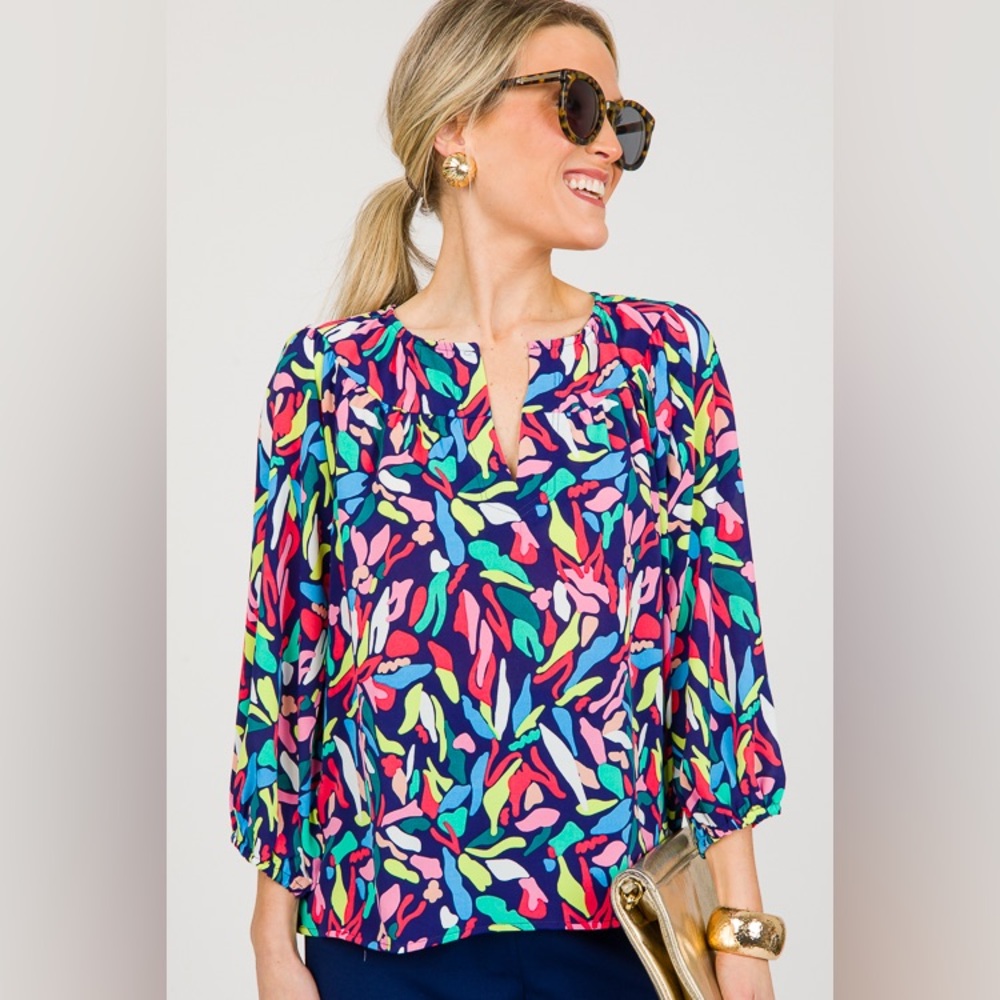 NWT Michelle McDowell Blue Door Boutique Colorful Blouse Sz Large